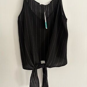 Black Sleeveless Top with Tie Detail